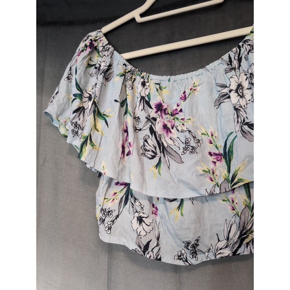 Band Of Gypsies Woman's Floral Off The Shoulder Cropped Top Size Medium(309)